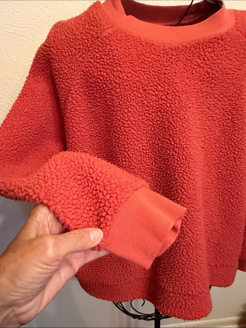 Cozy Coral Sherpa Sweater - Soft Fleece Pullover